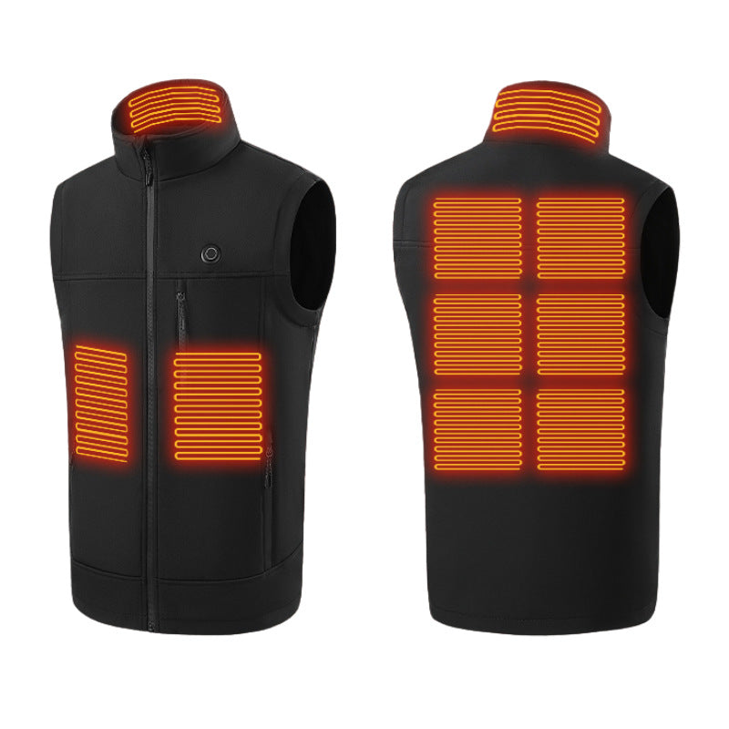 Men Women 9 Areas Heated Vest USB Charging Heated Jacket Washed Keep Warm Hiking Vest Winter Fishing Skiing Vest Heated Coats