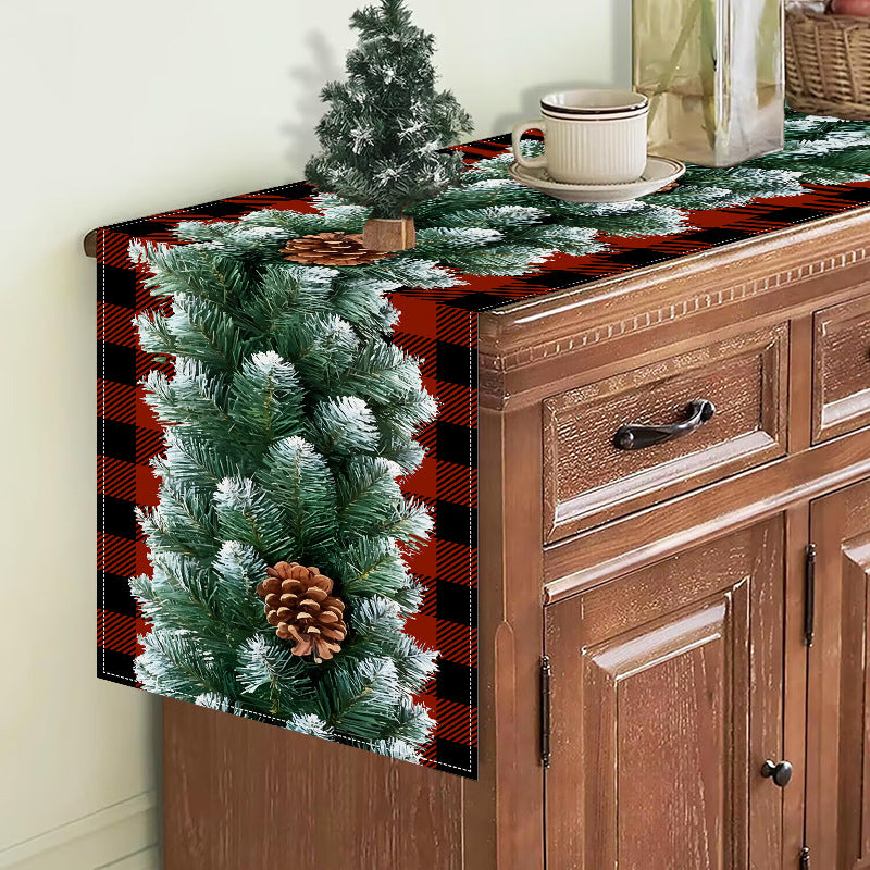 Christmas red and black checkered table flag holiday table decoration tablecloth mat holiday party tablecloth