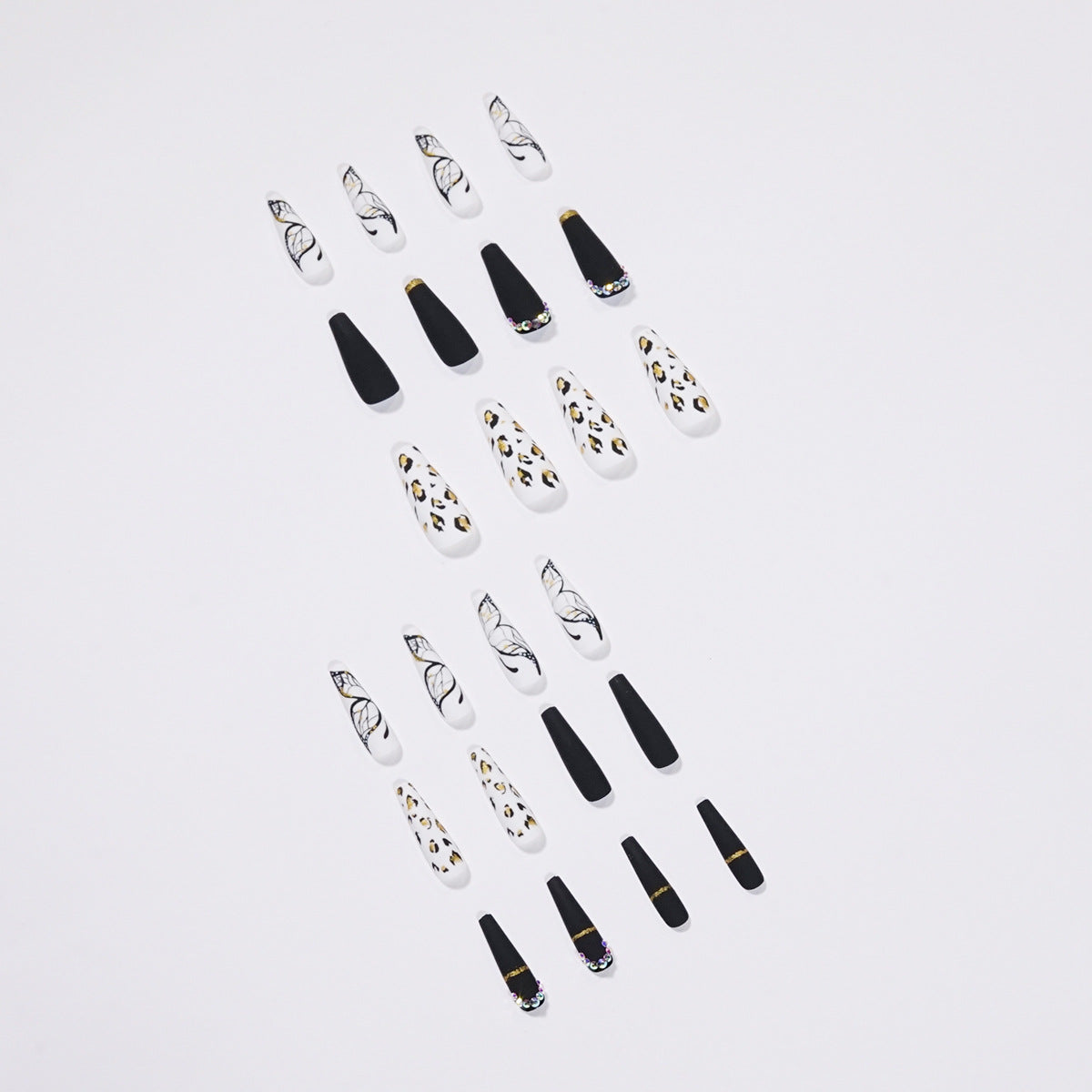 Butterfly Wearing Leopard-Print Nail Piece Scrub Manicure Wearing Nail Patch With Drill Nail Patch