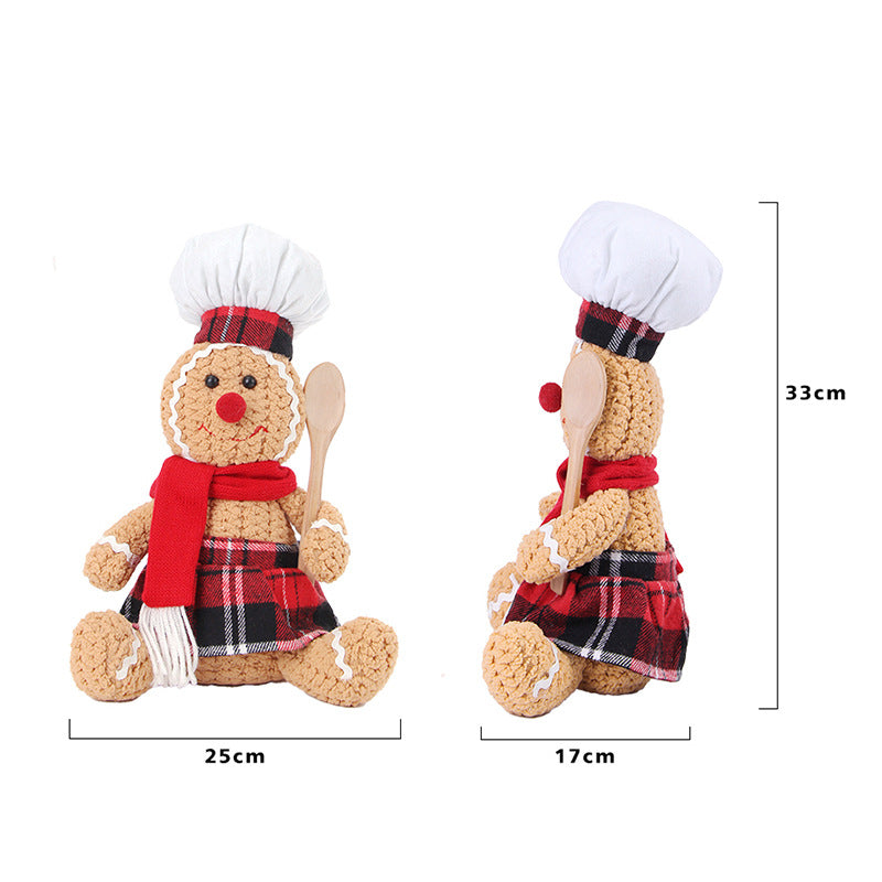 New Large Christmas Gingerbread Doll Knitted Doll Decoration Christmas Children's Gift Doll Decoration