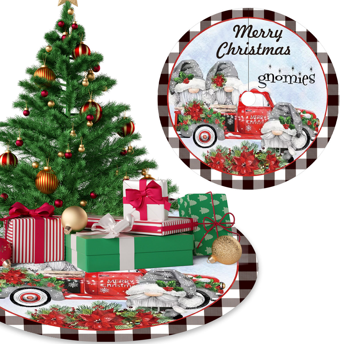 120CM Christmas tree skirt forest tree bottom dress up Christmas tree ornaments cartoon tree around
