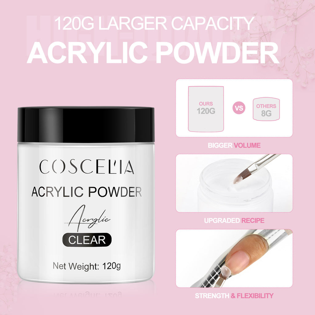 COSCELIA New 120g Crystal Powder 80Ml Crystal Liquid Manicure Extension Nail Tool Full Set