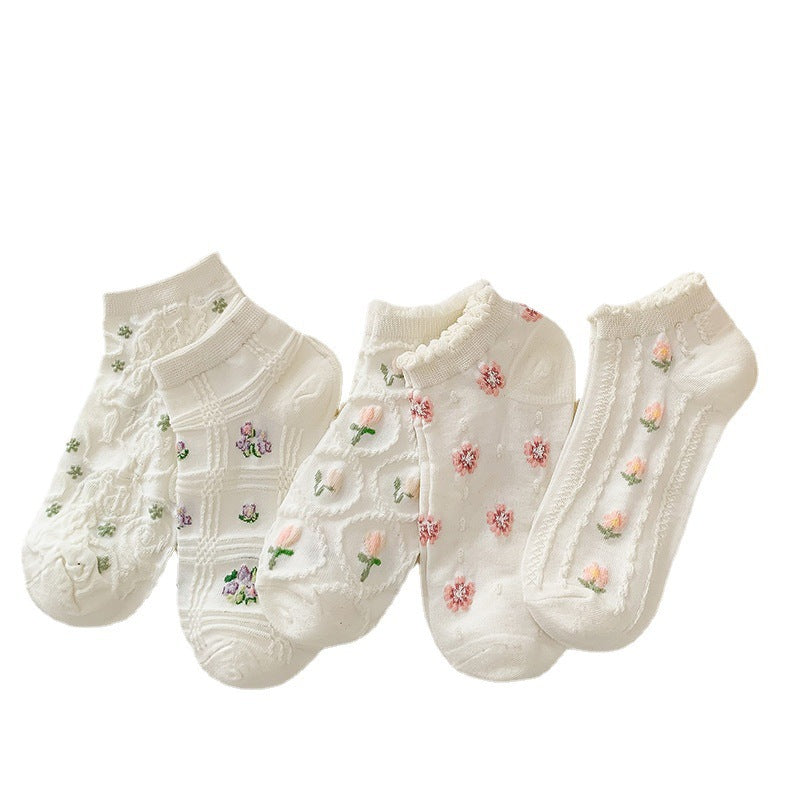 Lettuce-Trim Floral Socks