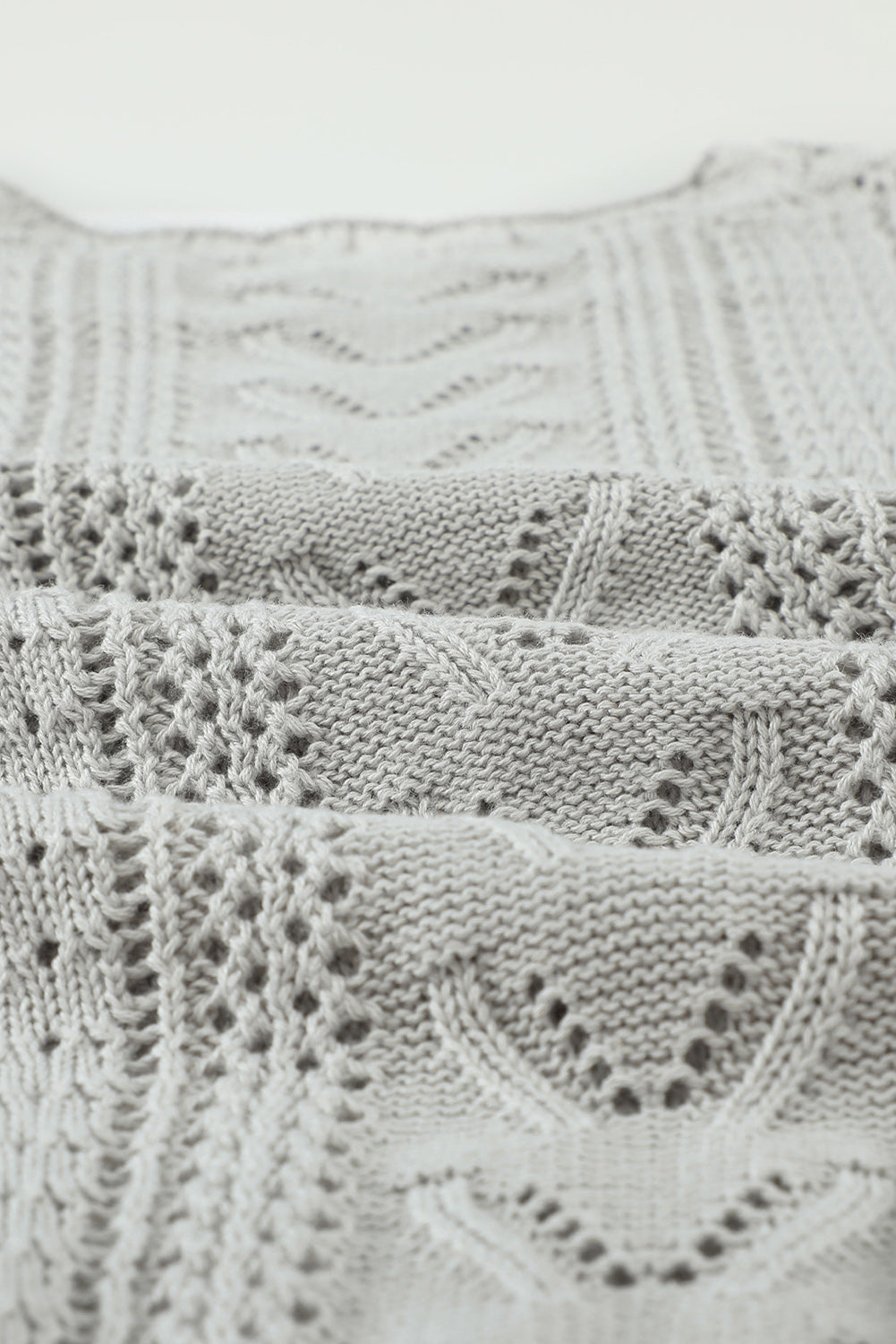 White Crochet Lace Pointelle Knit Sweater