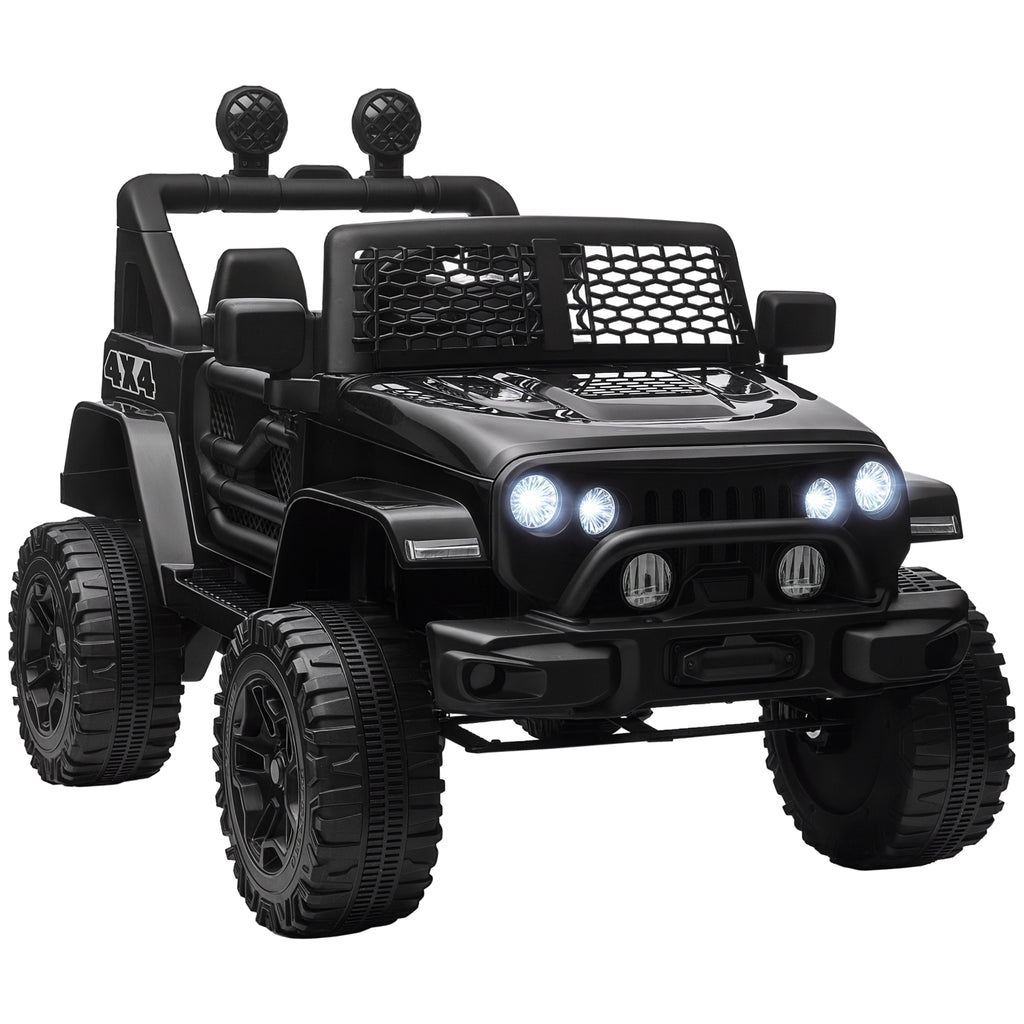 Voiture électrique pour enfants 12V avec télécommande, suspension à 4 roues, phares et klaxon, MP3, vitesse 3-5 km/h, pour 3-6 ans - noir-0