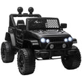 Voiture électrique pour enfants 12V avec télécommande, suspension à 4 roues, phares et klaxon, MP3, vitesse 3-5 km/h, pour 3-6 ans - noir-0