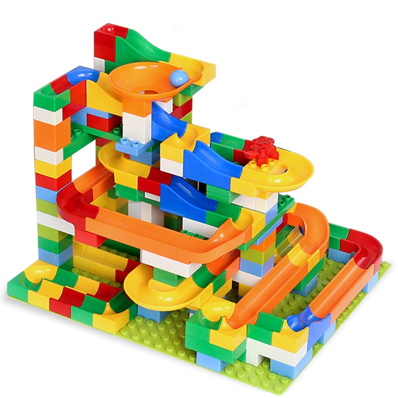 Marble Race Run Maze Balls Track Building Blocks ABS Funnel Slide Big Size Bricks Compatible LegoING Duplo kids Blocks