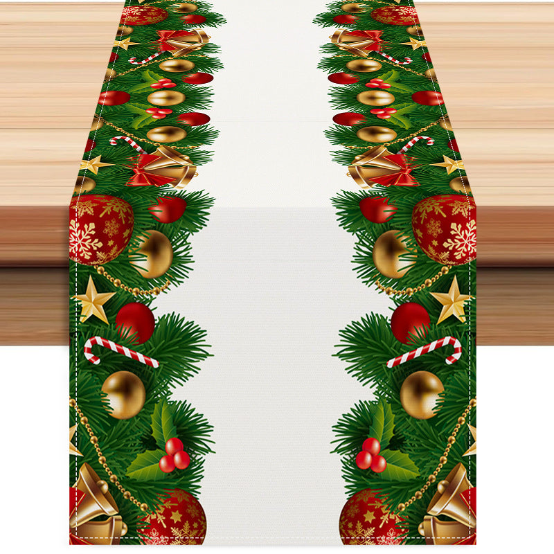 Christmas Bell Table Flag Christmas Day Cabinet Decoration Tablecloth Mat Tea Flag Home Printed Tablecloth