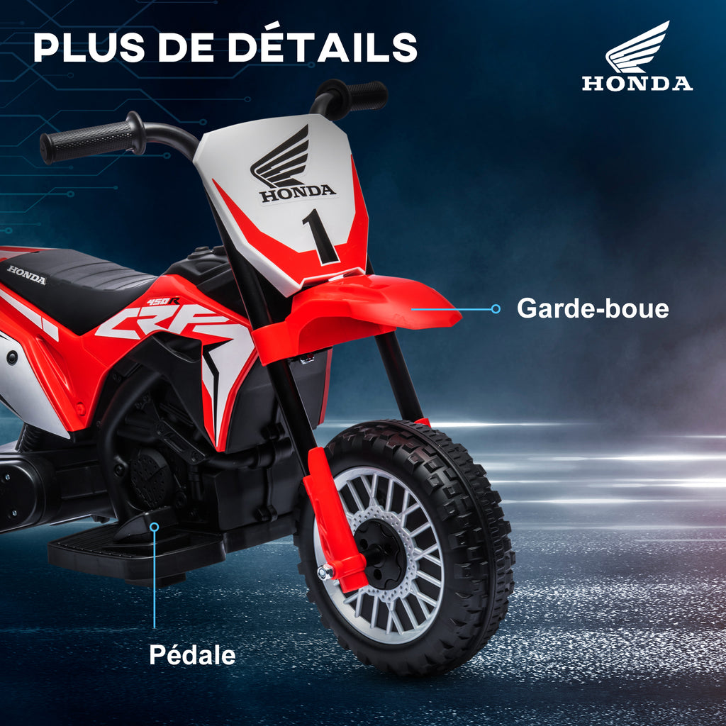 Moto cross éléctrique pour enfant licence Honda CRF450RL 3 roues batterie 6V enfants 18-36 mois rouge-6