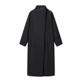 Solid color long woolen coat