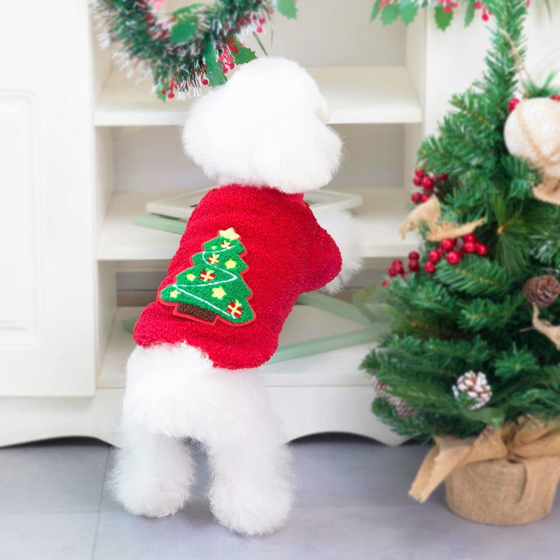 Dog Clothes Autumn/Winter Pet Clothes New Teddy Small Dog Pet Clothes Winter Christmas Tree Sweater