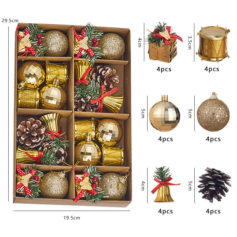 New Christmas Decorations Christmas Ball Bell Gift Pack Pinecone Drum Combination Christmas Tree Pendant