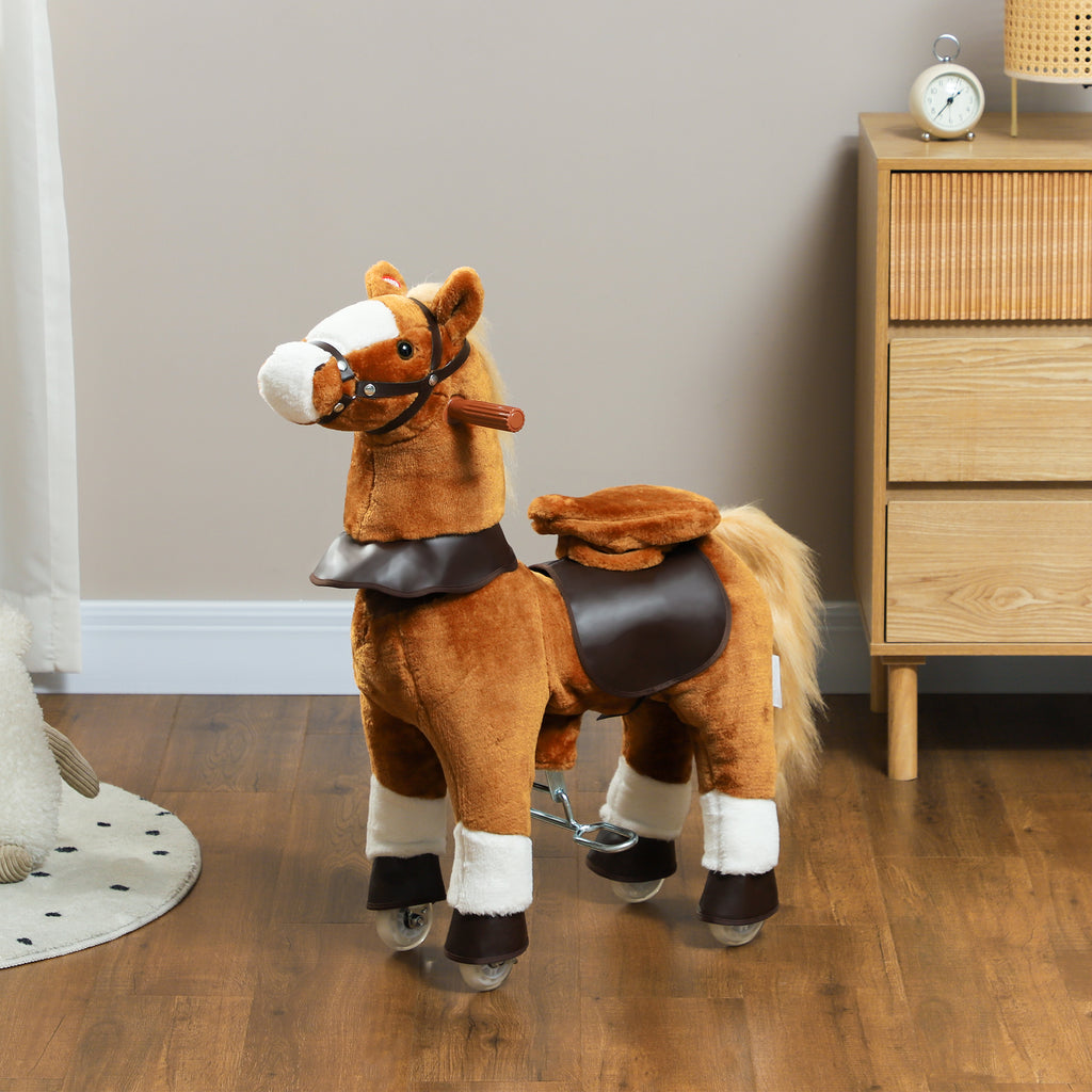 Cheval à monter pour enfant cheval à roulettes selle surélevée pour enfants 3-5 ans charge 60 kg 70 x 28 x 70 cm marron-9