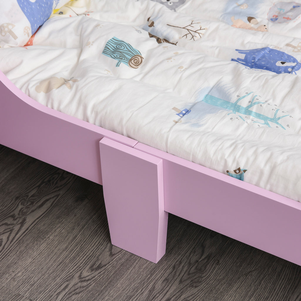 Lit Enfant 140 x 70 cm - lit d'enfant Design Princesse Motif château - sommier à Lattes Inclus - MDF Contre-plaqué Rose-6