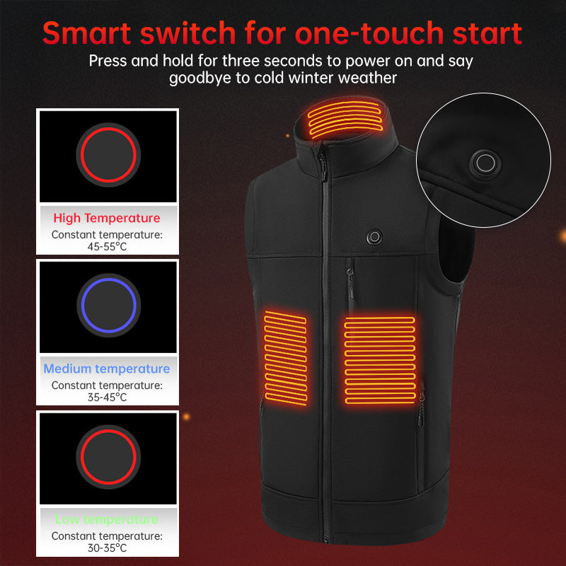 Men Women 9 Areas Heated Vest USB Charging Heated Jacket Washed Keep Warm Hiking Vest Winter Fishing Skiing Vest Heated Coats
