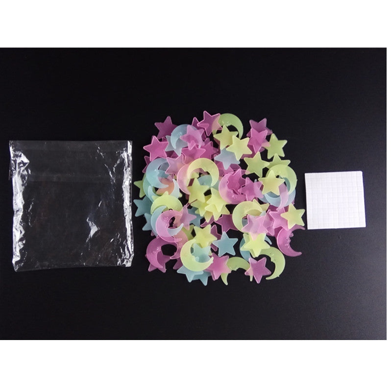 100Pcs/set Night luminous Moon Star Stickers Light Up Glow In The Dark for Baby Kids Bedroom Decor Xmas Halloween Birthday Gift