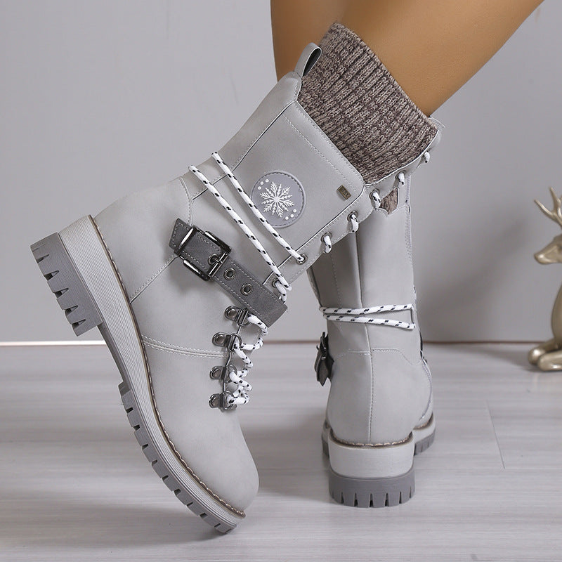 Snow boots fur integrated women's shoes thick and warm cotton shoes high top snow boots