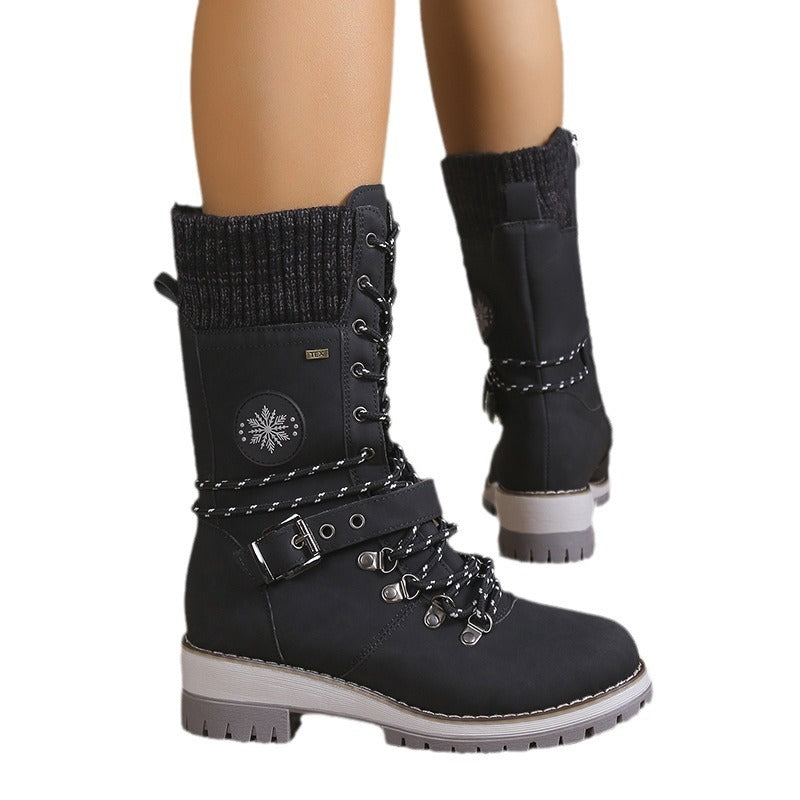 Snow boots fur integrated women's shoes thick and warm cotton shoes high top snow boots