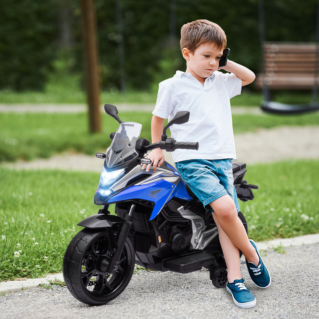 Moto électrique pour enfants moto porteur Honda pour enfants 3 à 6 ans avec musique, phares bleu-1