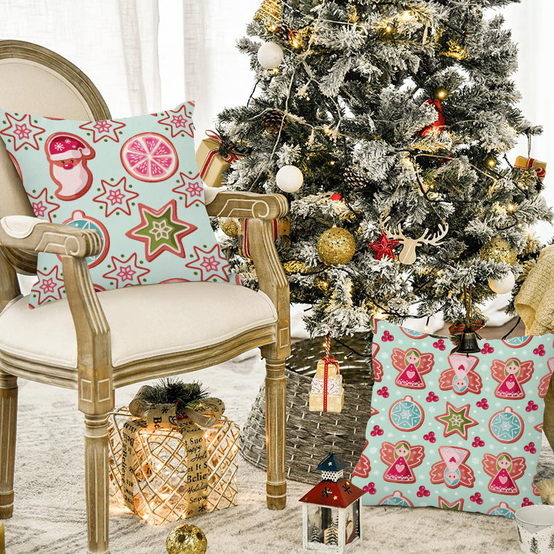 New Christmas Decoration Pillow Cover Holiday Sofa Waist Pillowcase Fabric Cushion Pillowcase Back Pillowcase