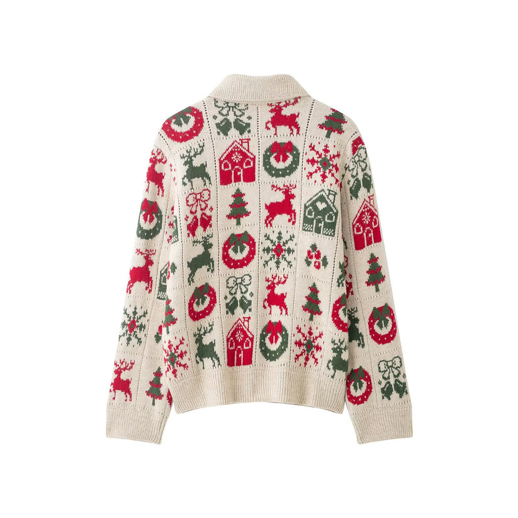 Christmas Jacquard Knitted Coat