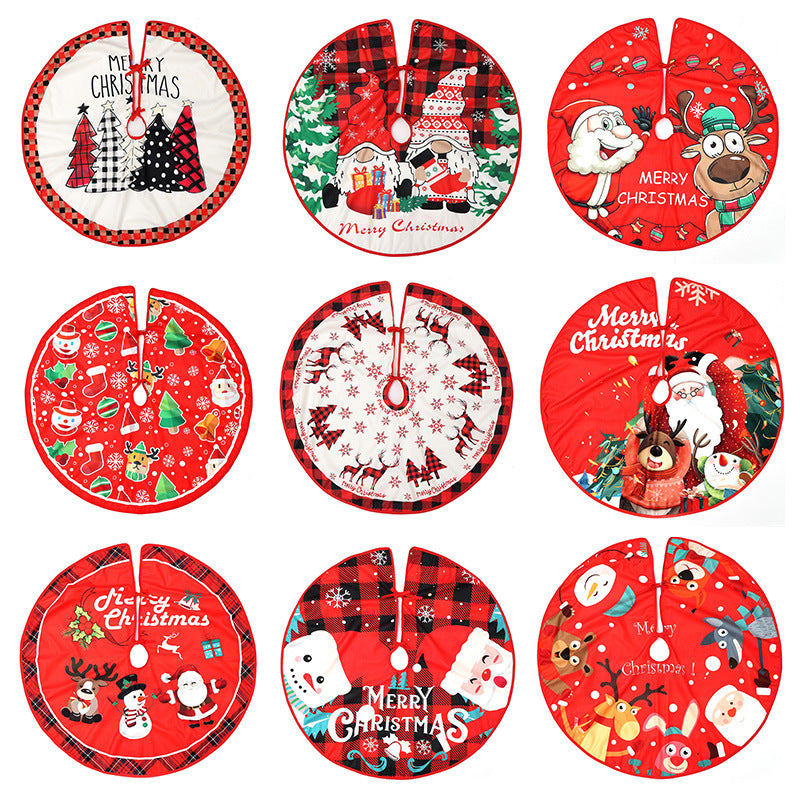 Christmas tree skirt creative printing Christmas tree bottom decoration Christmas home atmosphere decoration