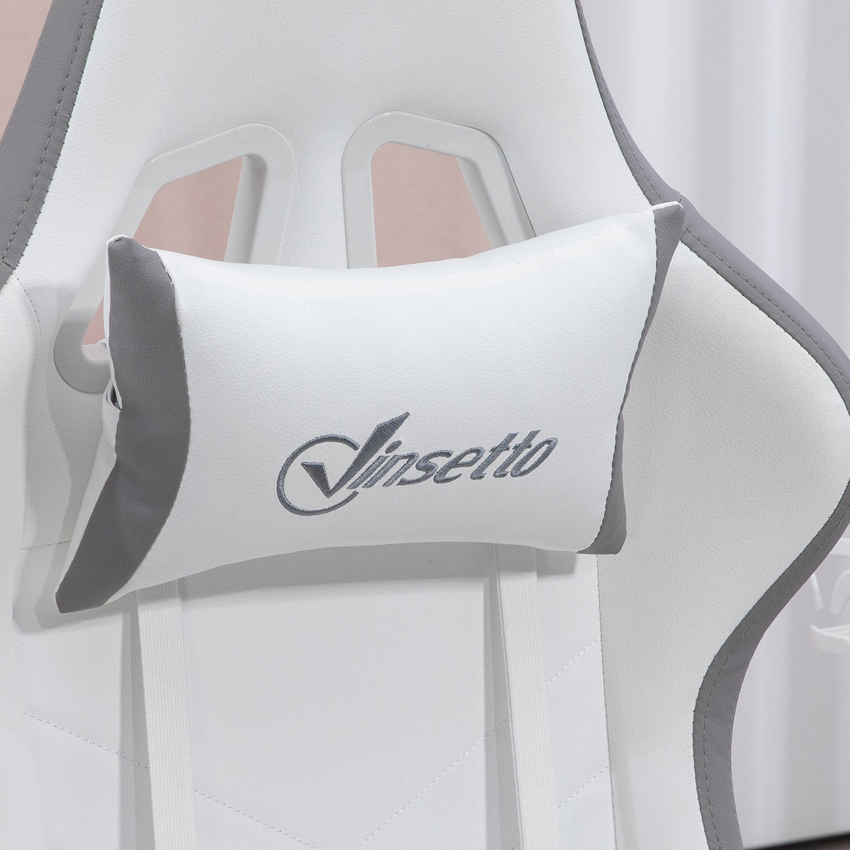 Chaise gaming fauteuil gaming ergonomique avec dossier inclinable à 135° et soutien lombaire, 65 x 65 x 121-129 cm blanc-7