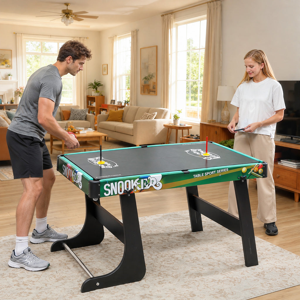 Table Multi-Jeux 6-en-1, Baby-Foot, Billard, Ping-Pong, Hockey, Jeu d'Anneaux, 118x104x71cm, Multicolore-9