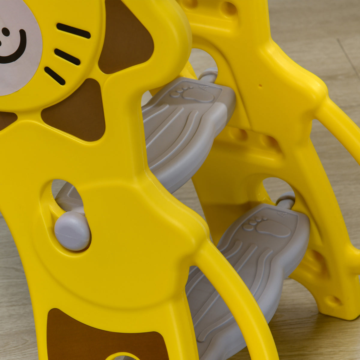 Toboggan pour enfants intérieur extérieur avec panier de basket pour les enfants de 18 à 36 mois, jaune, gris-8