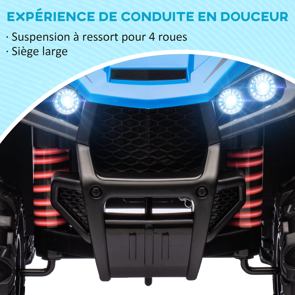 Quad électrique enfant 12 V voiture électrique 2 moteurs marche avant et arrière 37-60 mois 85 x 55,5 x 62 cm bleu-3