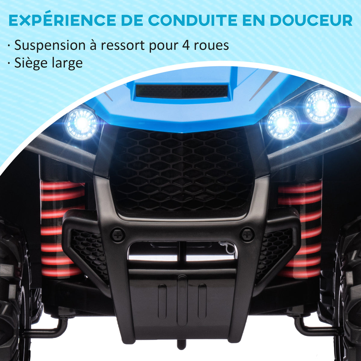 Quad électrique enfant 12 V voiture électrique 2 moteurs marche avant et arrière 37-60 mois 85 x 55,5 x 62 cm bleu-3