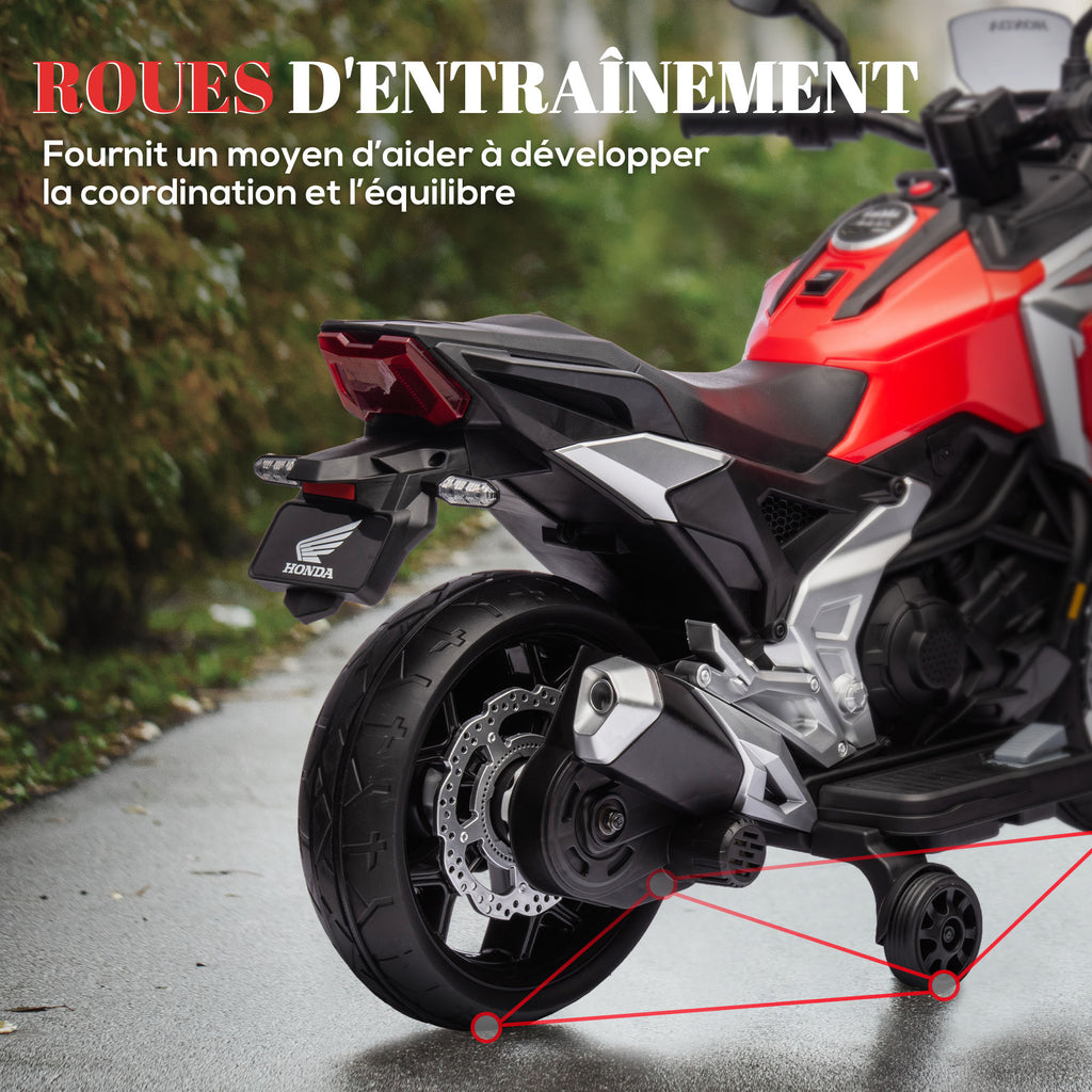 Moto électrique pour enfants 12V moto porteur Honda pour enfants 3 à 6 ans avec musique, phares rouge-5