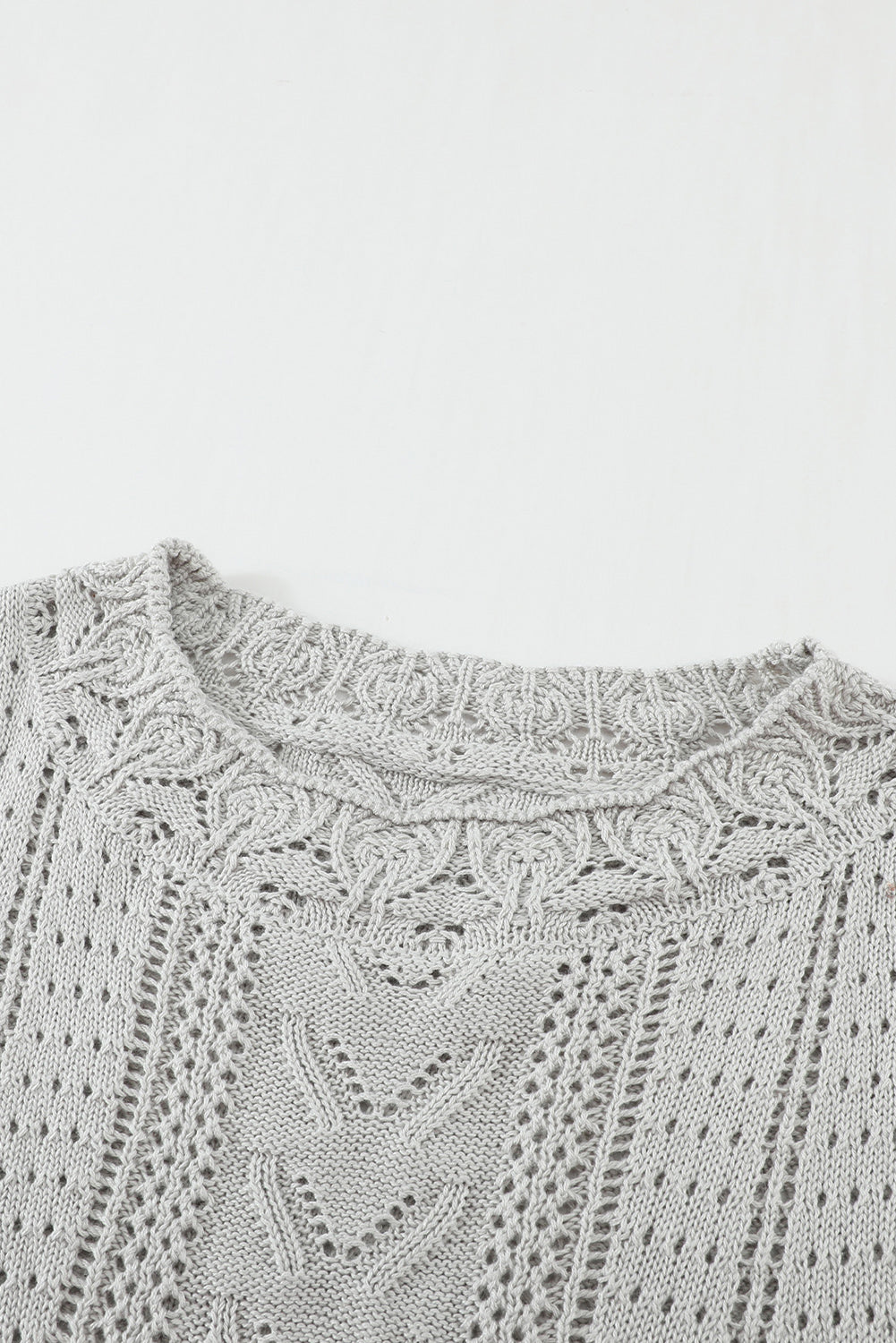 White Crochet Lace Pointelle Knit Sweater