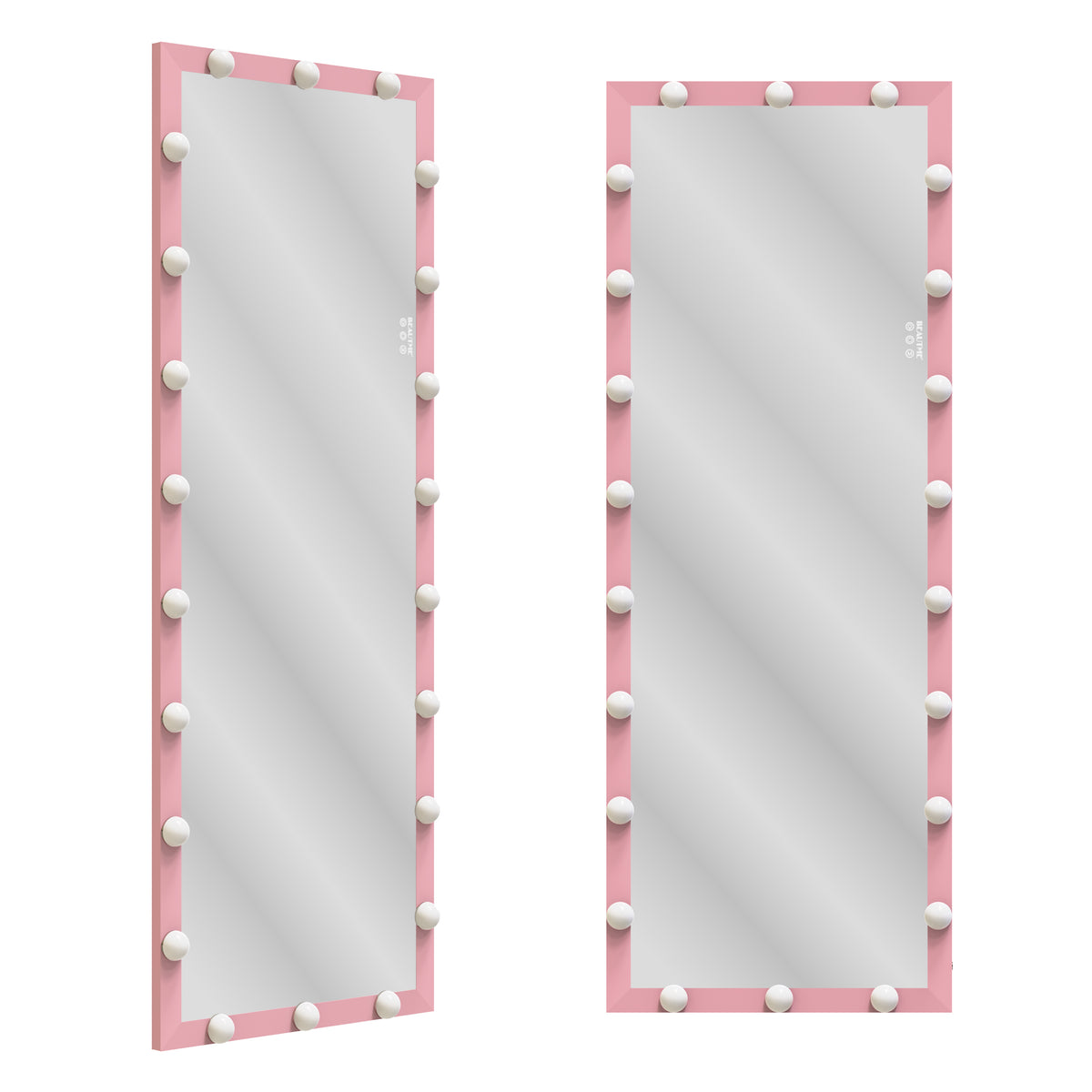 62.6-inch x 23.3-inch pink Hollywood illuminated full body vanity mirror with 3 color modesstanding floor mirror touch control