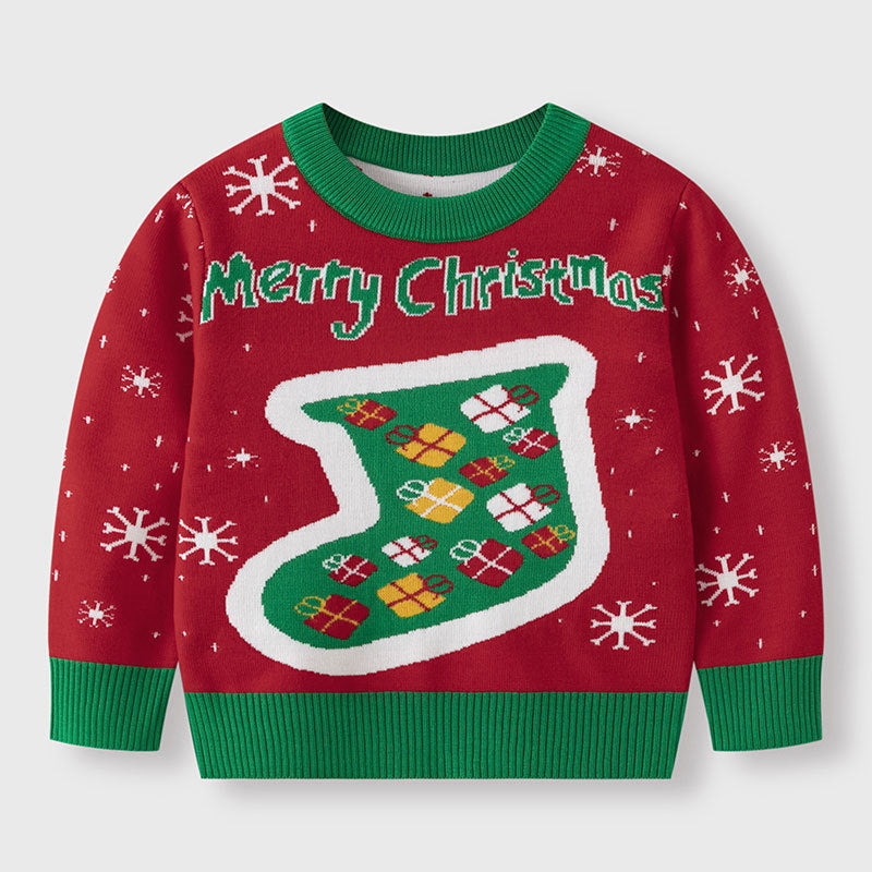 Children's Christmas Socks Red Sweater Baby Undercover Knitted Sweater