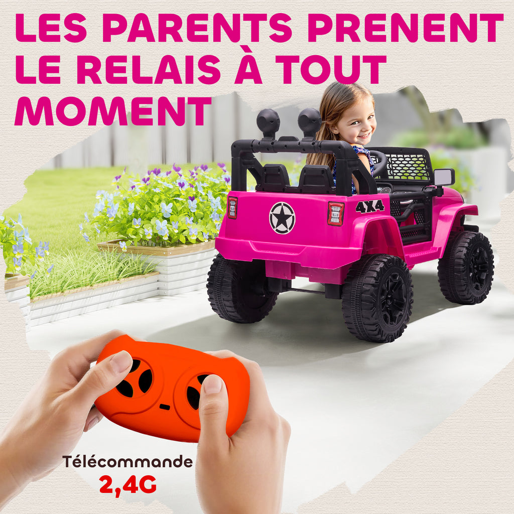 Voiture électrique Enfant Propulsion arrière 12 V 5 Km/h Max. télécommande Effets Lumineux sonores 100x65x72cm Rose-4