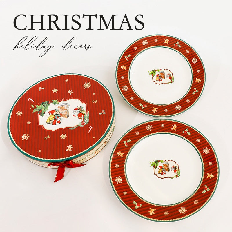 Christmas Elegant Ceramic Tableware Set - Bowl PlateSimple Luxury Style Dinnerware Gift Set