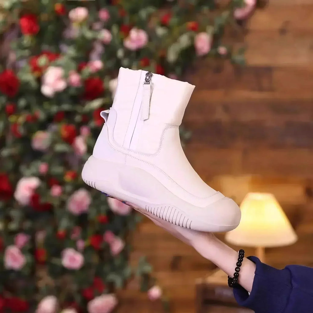 Martin boots waterproof thick soled shoes for women with thick fleece and warm snow boots for women