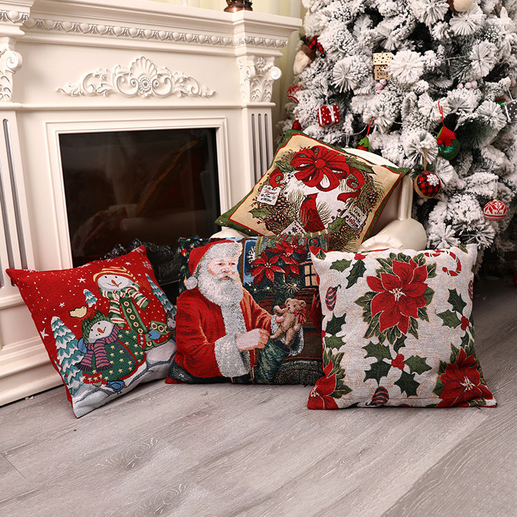 Christmas New Products: European and American Christmas Square Pillow Cover, Home Christmas Decorations, Window Display, Atmosphere Decoration Supplies