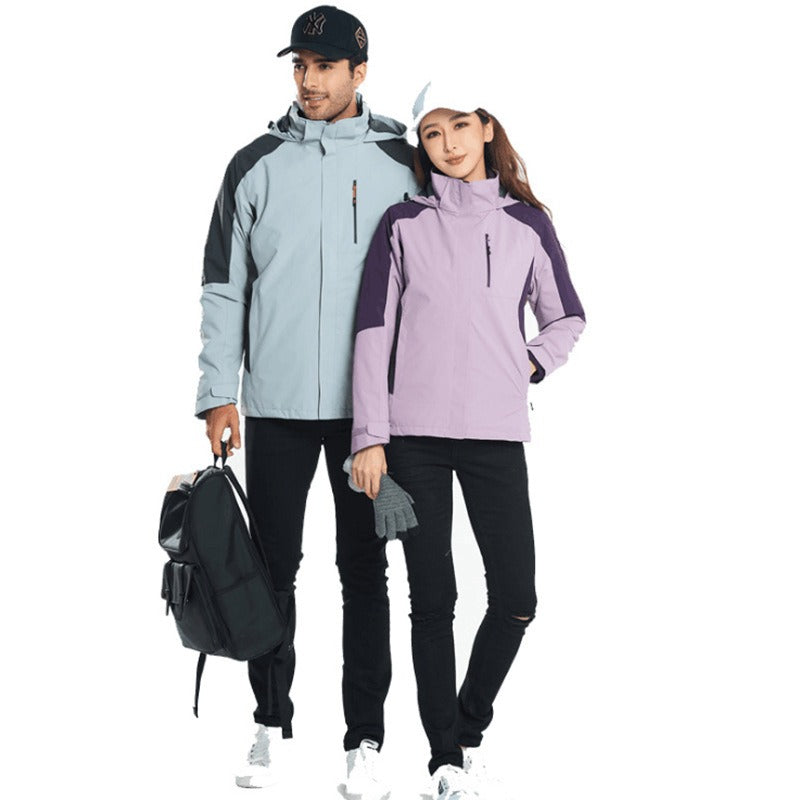 New Outdoor Rush Suit Men's 3-In-1 Two-Piece Women's Thickened Inner Liner Windproof Waterproof Ski Suit Can Print Logo