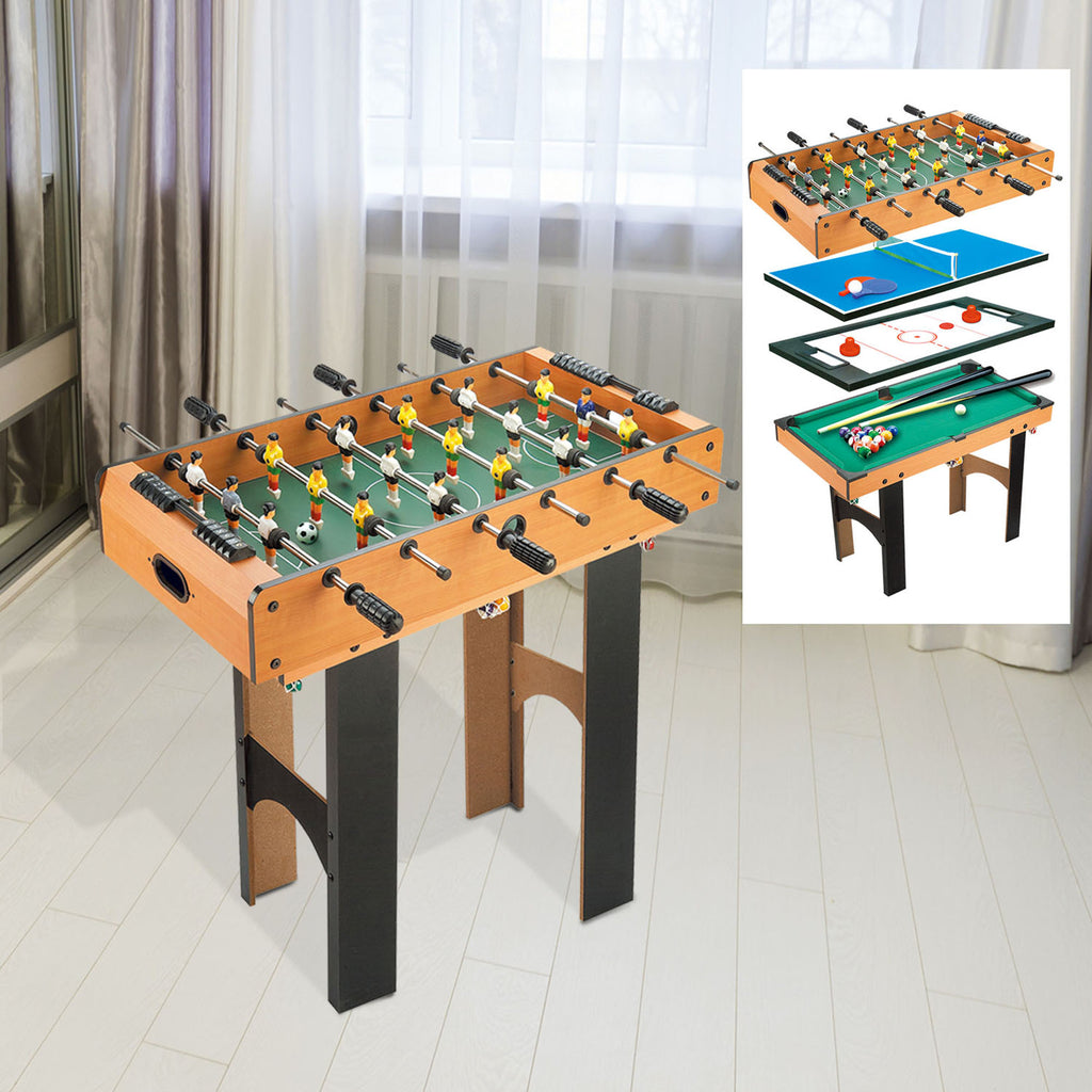 Mini Table multi jeux 4 en 1 babyfoot billard air hockey ping-pong avec accessoires en bois 92L x 78l x 80H cm-1