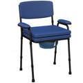 Chaise percée toilette multifonctions seau amovible hauteur réglable avec dossier siège et accoudoirs rembourrés bleu-0