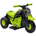 Moto électrique enfants 2-5 ans, 3 roues, 6 V, 3 km/h, avec fonction de bulles, effets lumineux et sonores, vert-0