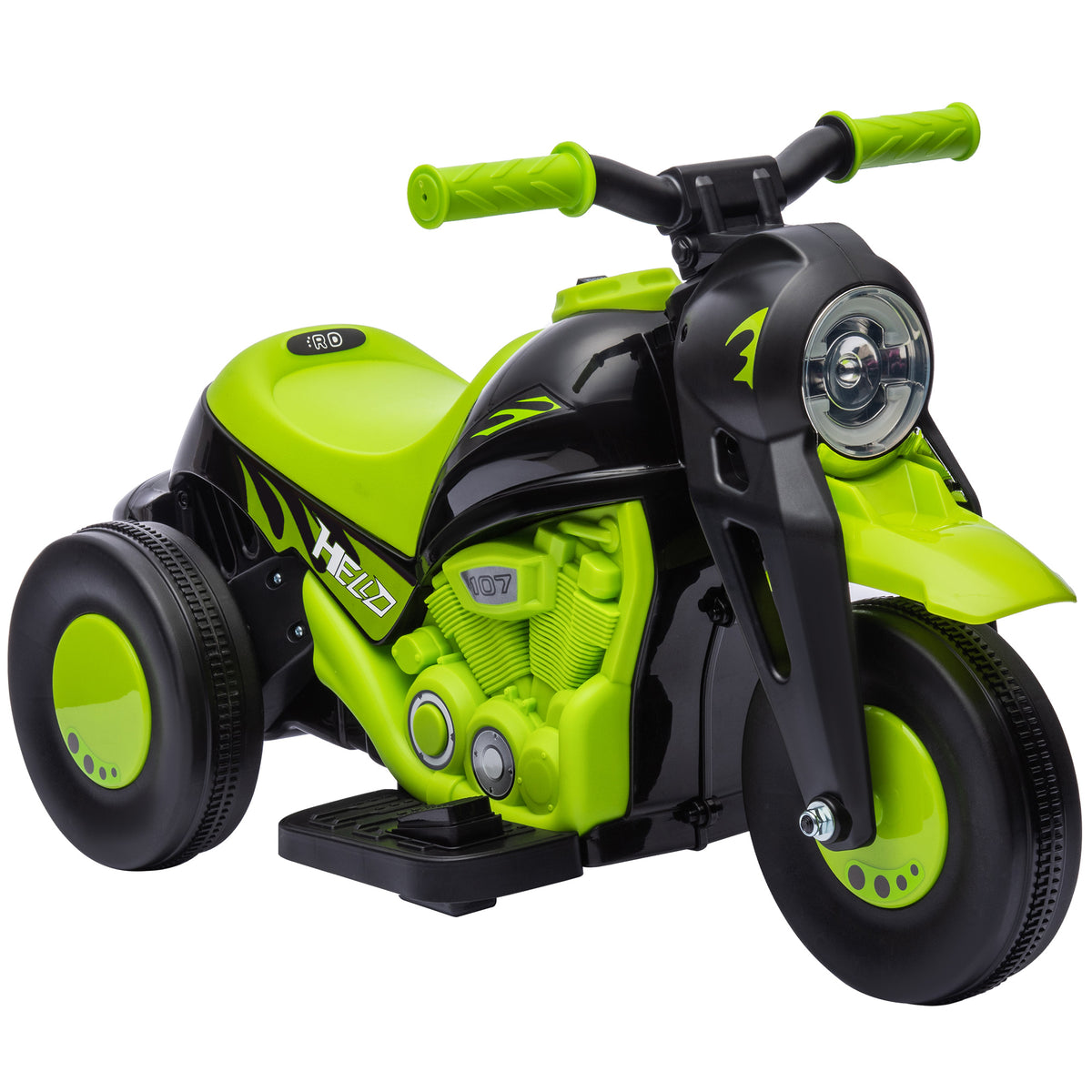 Moto électrique enfants 2-5 ans, 3 roues, 6 V, 3 km/h, avec fonction de bulles, effets lumineux et sonores, vert-0