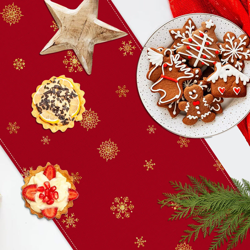 Christmas Tree Printed Table Flag Christmas Day Party Living Room Kitchen Decoration Tablecloth Tea Flag