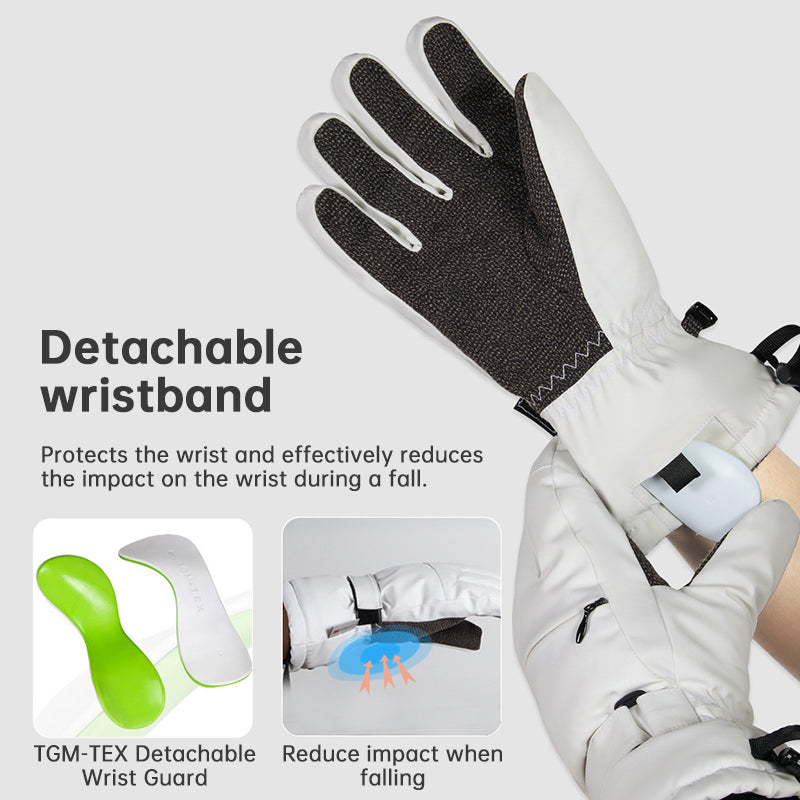 Ski Gloves with Built-in Wrist Guards, Waterproof for Ski/Snowboard Carving, Professional 3M Fleece-Lined Thickened Gloves