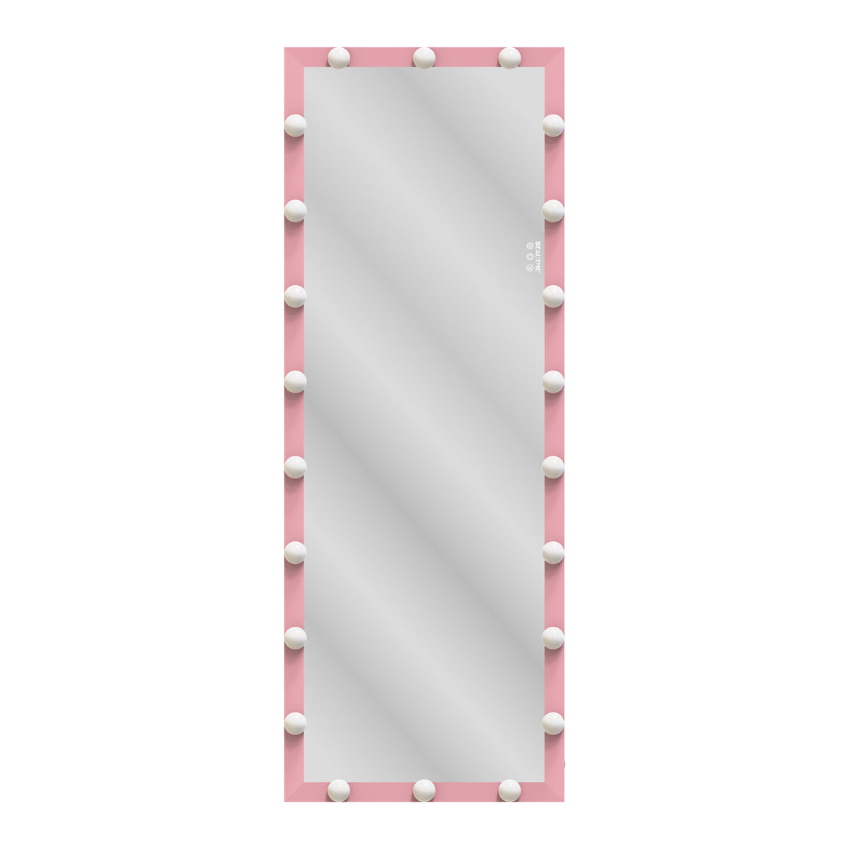 62.6-inch x 23.3-inch pink Hollywood illuminated full body vanity mirror with 3 color modesstanding floor mirror touch control