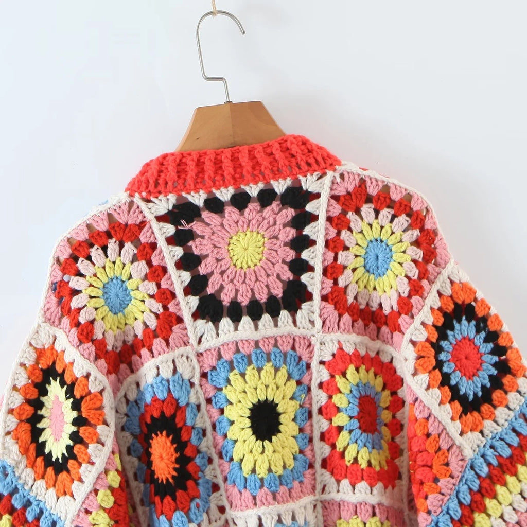 Autumn New Women's Loose Handmade Crochet Ethnic Style Sweater Cardigan Coat