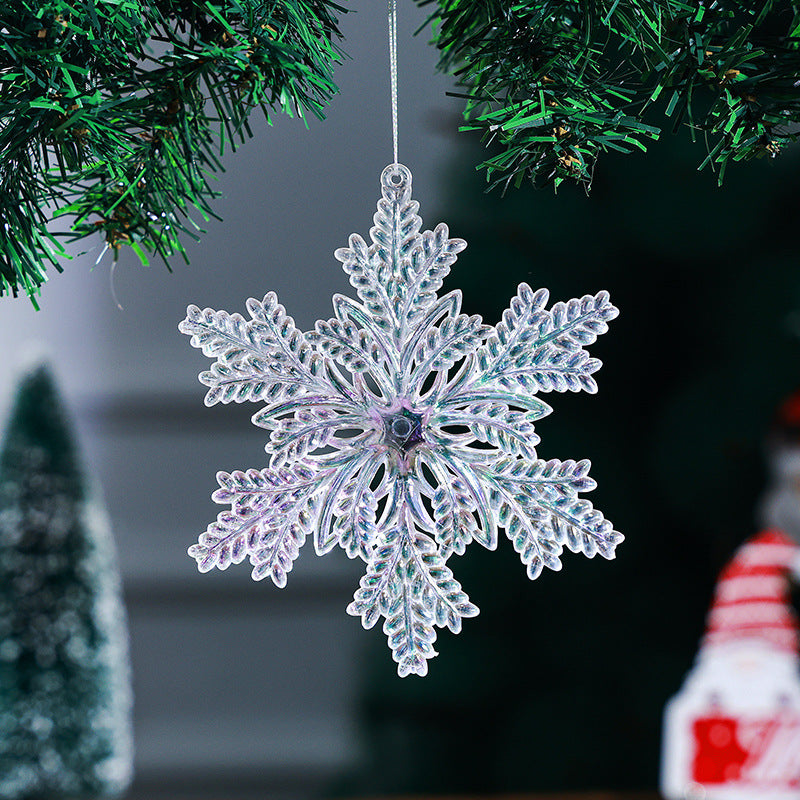 Acrylic Christmas Snowflake Reindeer Ornament Hanging Decoration Transparent Ice Crystal Snowflake Christmas Tree Decorative Atmosphere Arrangement