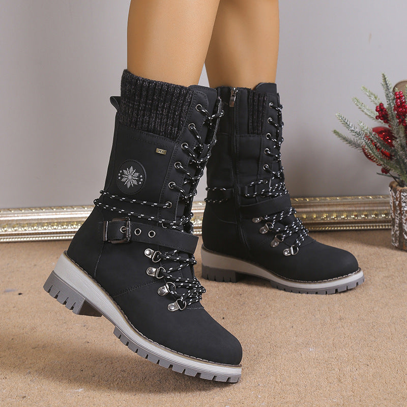 Snow boots fur integrated women's shoes thick and warm cotton shoes high top snow boots